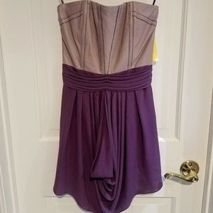 Strapless Leather/Chiffon Dress
